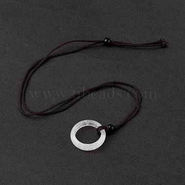 Natural Quartz Crystal Ring Pendant Necklace with Nylon Cord for Women(NJEW-F306-02C)-2