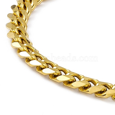Vacuum Plating 201 Stainless Steel Curb Chain Bracelet with 304 Stainless Steel Clasps for Men Women(BJEW-M235-02A-G)-2