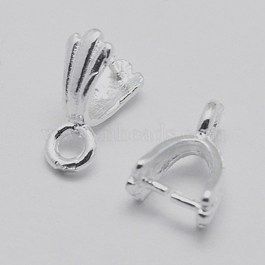 Rhodium Plated 925 Sterling Silver Pendant Bails(STER-E050-12P)-2