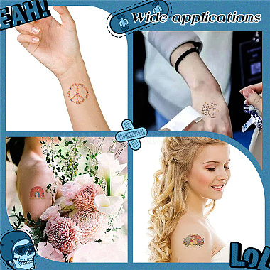 craspire 8 feuilles 8 style amour et paix thème papier body art tatouages autocollants(DIY-CP0007-55)-7