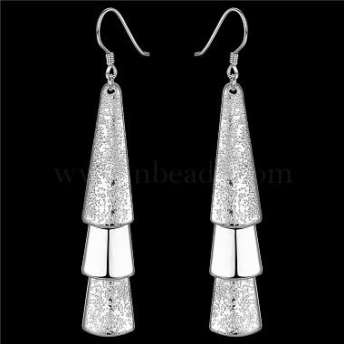 Silver Color Plated Textured Brass Triangle Dangle Earrings(EJEW-BB11934)-2