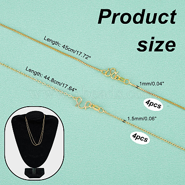 Elite 8Pcs 2 Style Brass Cable & Box Chain Necklaces Set for Men Women(NJEW-PH0001-26)-2