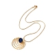 Natural Quartz Flat Round Pendant Necklace with 304 Stainless Steel Snake Chain(NJEW-K244-06G)-5