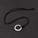 Natural Quartz Crystal Ring Pendant Necklace with Nylon Cord for Women(NJEW-F306-02C)-2