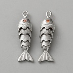 Brass Pendants, Fish, Platinum, 33.5x9x6.5mm, Hole: 1.5x3mm(KK-WH0816-028P-02)