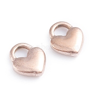 Ion Plating(IP) 304 Stainless Steel Charms, Heart Lock, Rose Gold, 10.5x9x2.5mm, Hole: 3x3.5mm(STAS-I148-04RG)