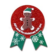 Christmas Themed Acrylic Pendants, Gingerbread Man, 47.5x37.5x2mm, Hole: 1.6mm(SACR-P022-06A-01)