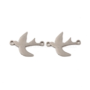 201 Stainless Steel Connector Charms, Bird Links, Stainless Steel Color, 14x18.5x1mm, Hole: 1.4mm(STAS-K251-080P)