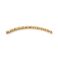 Brass Curved Tube Beads, Textured, Golden, 30x2mm, Hole: 0.8mm(FIND-WH0110-155B)