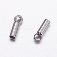 304 Stainless Steel Cord Ends, End Caps, Stainless Steel Color, 7.5x2mm, Hole: 1.5mm, Inner Diameter: 1.5mm(STAS-P161-05-1.5mm)