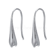 925 Sterling Silver Earring Hooks, Carved with 925, Platinum, 18.5x5x3mm, Pin: 0.8mm(X-STER-K168-116P)