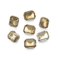 Pointed Back Glass Rhinestone Cabochons, Faceted, Rectangle Octagon, Coffee, 10x8x3.5mm(RGLA-T079-8x10mm-04)
