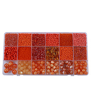 DIY 18 Style Resin & Acrylic Beads Jewelry Making Finding Kit, Round & Rice & Tube, Coral, 6.5~7x2~12x1.5~11.5mm, Hole: 0.7~2mm(DIY-NB0012-04H)
