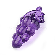 Transparent Acrylic Pendants, Grape, Medium Orchid, 43x26x15.5mm, Hole: 2mm(X-TACR-T001-09I)