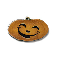 Halloween Printed Acrylic Pendants, Pumpkin, 23x37x2mm, Hole: 1.6mm(SACR-P020-B03)