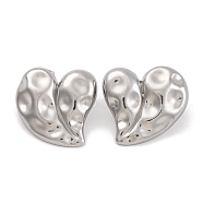 Non-Tarnish 304 Stainless Steel Stud Earrings, Heart, Stainless Steel Color, 29x25mm(EJEW-H013-37P)