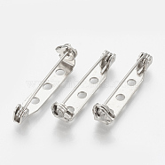 Iron Brooch Findings, Back Bar Pins, Platinum, 33x4.5mm, Hole: 2mm, pin: 0.5mm(X-IFIN-S700-02B-P)