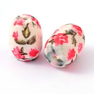 Resin Beads, with Colorful Pattern, Drum, Colorful, Size: about 23mm long, 17mm wide, 17mm thick, hole: 2mm(X-RESI-R288-34)