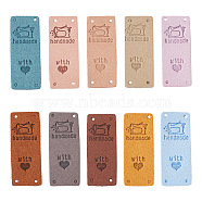 60Pcs 10 Colors Microfiber Leather Labels, Handmade Embossed Tag, with Holes, for DIY Jeans, Bags, Shoes, Hat Accessories, Rectangle with Sewing Machine, Mixed Color, 50x20mm, 6pcs/color(DIY-BY0001-14)