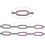 Ion Plating(IP) 304 Stainless Steel Paperclip Chains, Soldered, with Spool, Rainbow Color, 4.8x2.5x0.5mm, about 32.8 Feet(10m)/roll(CHS-F010-01B-MC-01)