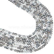 8 Strands Transperant Electroplate Glass Beads Strands, AB Color Plated, Round, Gray, 4~4.5mm, Hole: 0.9mm, about 100pcs/strand, 14.96''(38cm)(GLAA-BBC0001-04B)