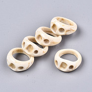 Resin Finger Rings, Imitation Gemstone, Antique White, US Size 7(17.3mm)(RJEW-N033-008-B01)