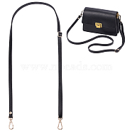 Adjustable Leather Bag Straps, with Alloy Clasps, Black, 110x1.2cm(DIY-WH0304-708A)