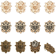 CHGCRAFT 12Pcs 3 Colors Alloy Shield Crown Brooch Pin, Medal Badge for Backpack Clothes, Mixed Color, 2123x17~19x1.5mm, 4Pcs/color(JEWB-CA0001-17)