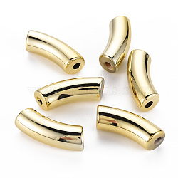 UV Plating Acrylic Beads, Curved Tube, Gold, 34x11.5x13mm, Hole: 3.5mm(X-PACR-Q120-001A)