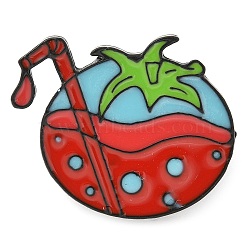 Tomato Theme Enamel Pins, Alloy Brooches for Backpack Clothes, Drink, 25x28mm(JEWB-Q010-01EB-02)