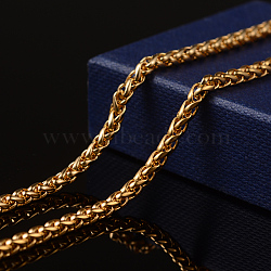 3.28 Feet Ion Plating(IP) 304 Stainless Steel Wheat Chains, Foxtail Chain, Unwelded, Golden, 5x3x1mm(X-CHS-H007-47G)