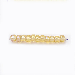 MGB Matsuno Glass Beads, Japanese Seed Beads, 15/0 Transparent Rainbow Glass Round Hole Seed Beads, Champagne Yellow, 1.5x1mm, Hole: 0.5mm, about 6000pcs/20g(X-SEED-Q033-1.5mm-2R)