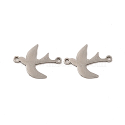 201 Stainless Steel Connector Charms, Bird Links, Stainless Steel Color, 14x18.5x1mm, Hole: 1.4mm(STAS-K251-080P)