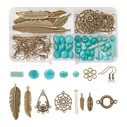 DIY Earrings Making Kits, Including Alloy Pendants & Links Connectors, Round & Flat Round & Oval & Rondelle & Column, Natural & Synthetic Howlite Beads, Iron Jump Rings & Earring Hooks & Eye Pin, Mixed Color, Beads: 38pcs/box(DIY-FS0001-88)