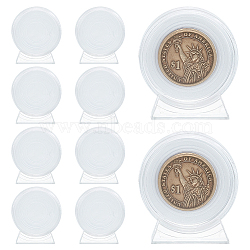 Transparent Acrylic Coin Holder Stands, Commemorative Coin Display Holder, Flat Round, Clear, Finished Product: 4.5x5.9cm(ODIS-WH0038-82)