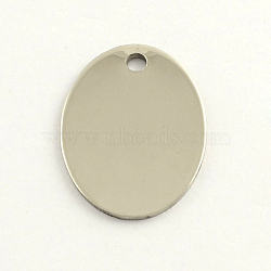 201 Stainless Steel Pendants, Oval Stamping Blank Tag, Stainless Steel Color, 24x17x1mm, Hole: 3mm(STAS-S031-13)
