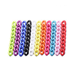 Handmade Opaque Acrylic Curb Chains, Twisted Chain, Oval, for Jewelry Making, Mixed Color, Link: 30x21x6mm, 39.37 inch(1m)/strand(AJEW-JB00564)