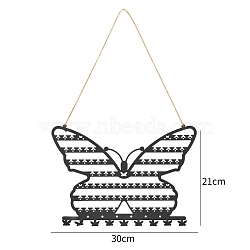 Metal Hang Earring Rack, Earrings Display Stand, Butterfly, Black, 30x21cm(PW-WG68615-01)