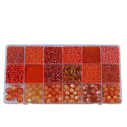 DIY 18 Style Resin & Acrylic Beads Jewelry Making Finding Kit, Round & Rice & Tube, Coral, 6.5~7x2~12x1.5~11.5mm, Hole: 0.7~2mm(DIY-NB0012-04H)