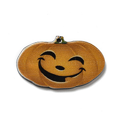Halloween Printed Acrylic Pendants, Pumpkin, 23x37x2mm, Hole: 1.6mm(SACR-P020-B03)