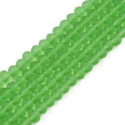 Transparent Glass Beads Strands, Faceted, Frosted, Rondelle, Lime Green, 3.5~3.8mm, Hole: 1mm, about 113~115pcs/strand, 32.5~33cm(EGLA-A044-T3mm-MD11)