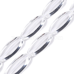 Transparent Glass Beads Strands, Oval, Clear, 30x12x6.5mm, Hole: 1.2~1.5mm, about 13pcs/strand, 15.35 inch(39cm)(GLAA-N001-47)