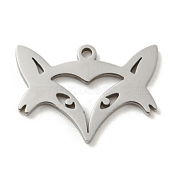 201 Stainless Steel Pendants, Laser Cut, Fox, Stainless Steel Color, 12.5x17x1mm, Hole: 1.2mm(FIND-Z009-05P)