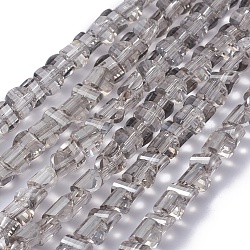 Electroplate Glass Beads Strands, Faceted, Pearl Lusted Plated, Half Round, Gray, 6x5x4mm, Hole: 1mm, about 99pcs/strand, 16.14 inch(41cm)(EGLA-L023B-PL01)