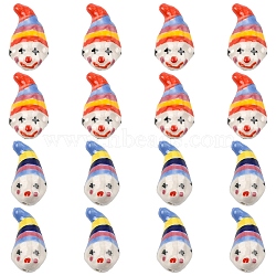 6Pcs 2 Colors Handmade Porcelain Beads, Hand Painted Ceramic Beads, Clown, Famille Rose Porcelain, Mixed Color, 26x14x12.5mm, Hole: 2.5mm, 3pcs/color(PORC-YW0001-68)