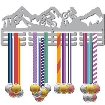 Fashion Iron Medal Hanger Holder Display Wall Rack, 3 Lines, with Screws, Gymnastics, Mountain, 150x400x1.5mm