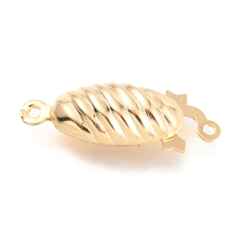 304 Stainless Steel Box Clasps, Multi-Strand Clasps, Oval, Golden, 21.5x9x5mm, Hole: 1mm