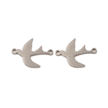 201 Stainless Steel Connector Charms, Bird Links, Stainless Steel Color, 14x18.5x1mm, Hole: 1.4mm