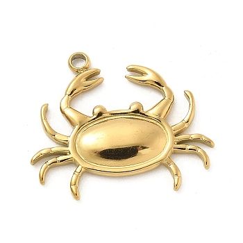 304 Stainless Steel Pendants, Crab Charm, Golden, 16.5x20x2mm, Hole: 1.4mm