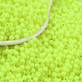 Opaque Acrylic Beads, Round, Green Yellow, 3x2.5mm, Hole: 1.2mm, about 48000pcs/500g